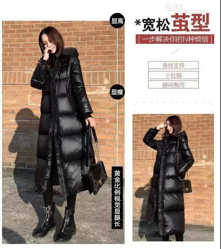 Thick Cotton Coats 2025 Winter Parka Black Jackets Women's Long Parkas Hooded Warm Winter Coats Female Black Overcoats