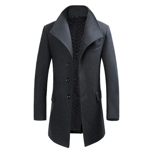 Men British Style Overcoats Business Casual Woolen Coats New Winter Man Thicker Warm Trench Coats Quality Long Jacket