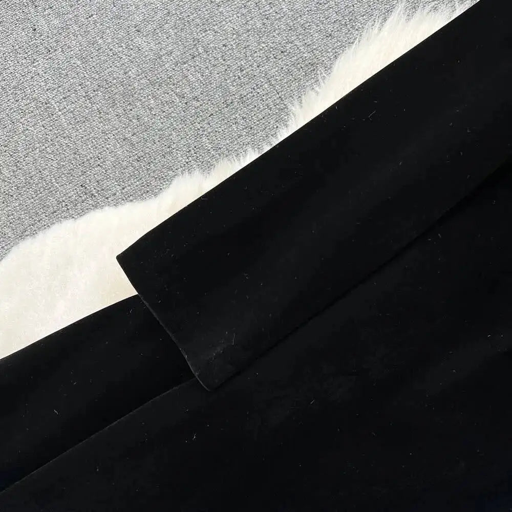 Autumn Winter Thicken Black Velvet Trenches Coats Women Long Windbreakers Overcoats