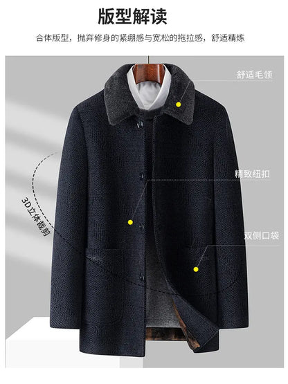 Men Woolen Coats Men's business Casual Trench Coat Winter Coat with wool liner Men 2026 Autumn Winter Wool Coat