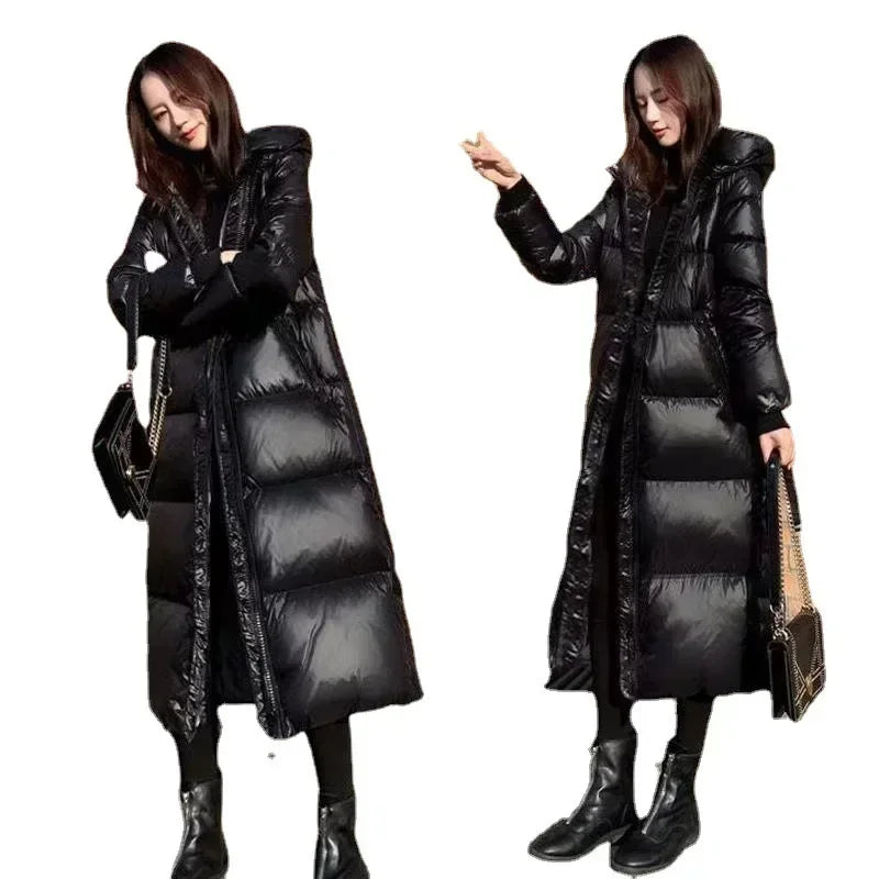 Thick Cotton Coats 2025 Winter Parka Black Jackets Women's Long Parkas Hooded Warm Winter Coats Female Black Overcoats