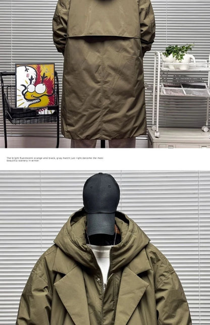 For Men's Autumn and Winter Vacation Two Mid-length Hooded Coats Overcoats Can Help You Overcome The Cool Mature Style Outerwear