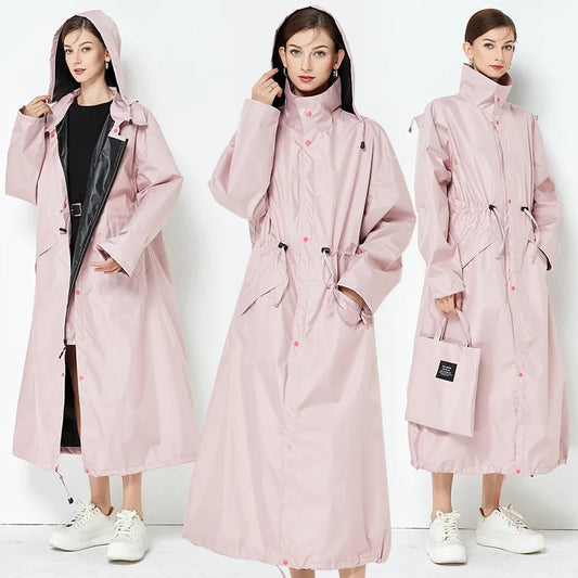 Fashionable Extended Full Body Care Adult Couple Raincoat Outdoor Walking Trench Coat Style Raincoat