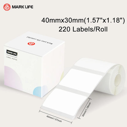 Marklife P50/S2/D100/D200 White Sticker Papers Waterproof Paper Adhesive Label Anti-Oil For Mini Portable Thermal Printer