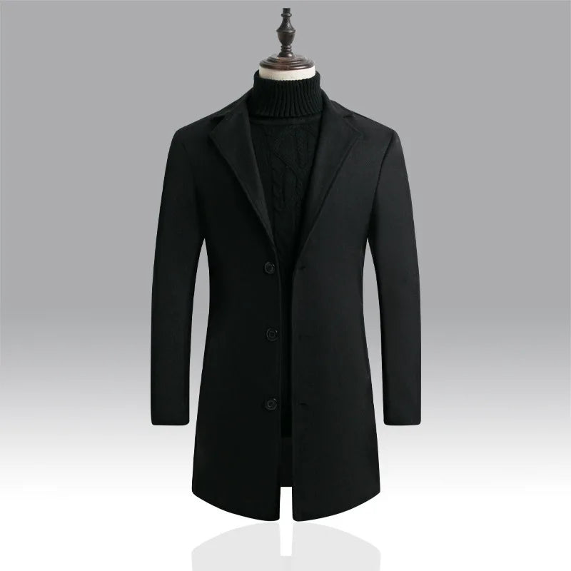 Autumn and Winter Men's Woolen Coat  Over Coat Long Winter Mens Wool Coats and Jackets