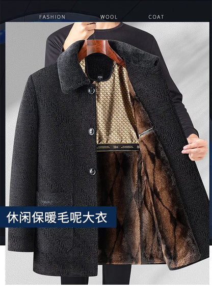 Men Woolen Coats Men's business Casual Trench Coat Winter Coat with wool liner Men 2026 Autumn Winter Wool Coat