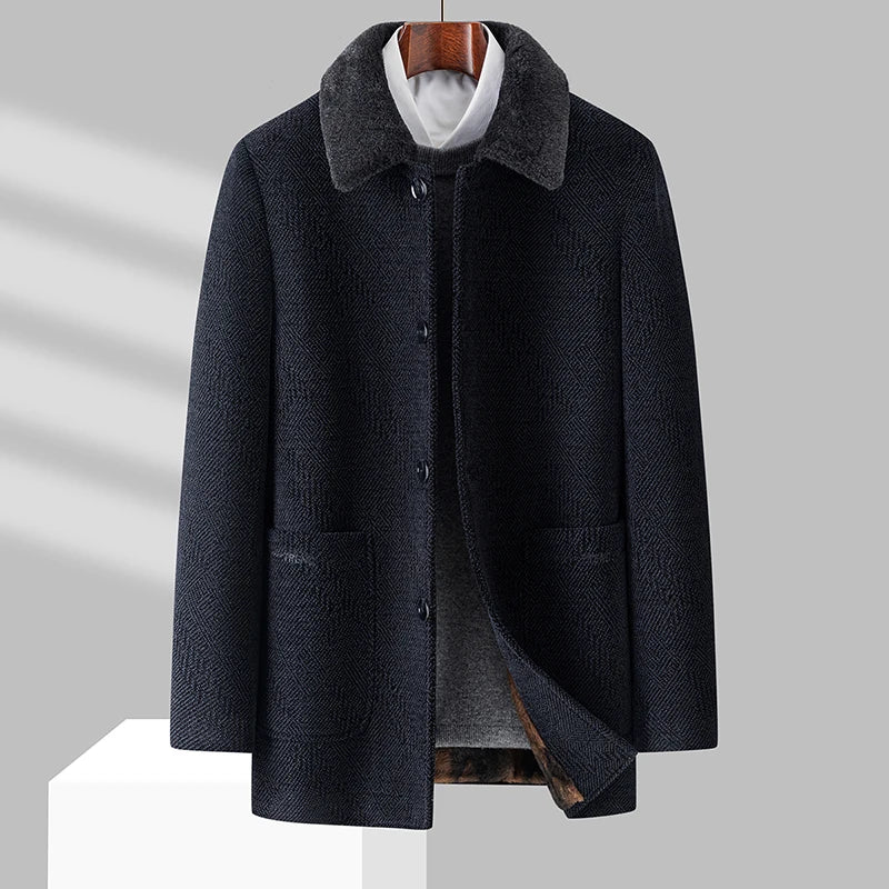 Men Woolen Coats Men's business Casual Trench Coat Winter Coat with wool liner Men 2026 Autumn Winter Wool Coat