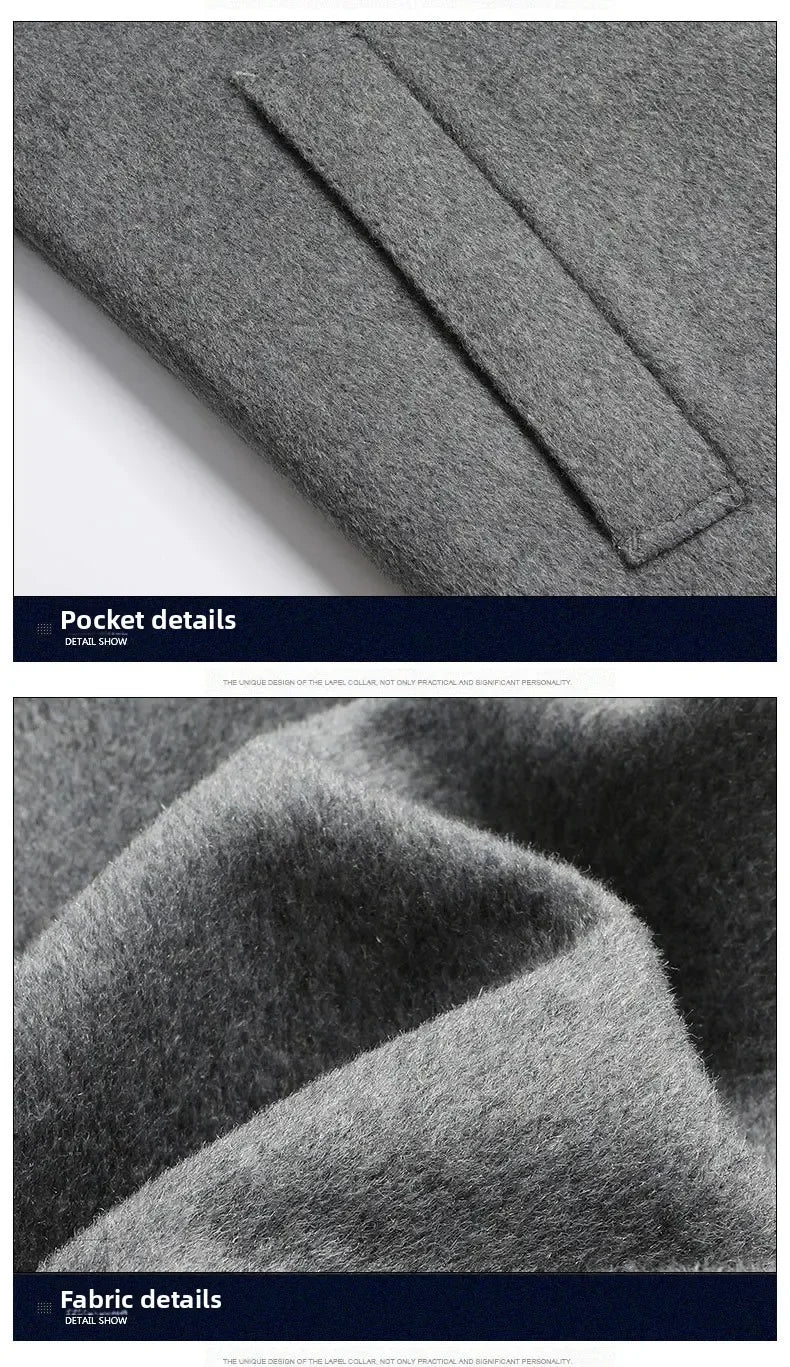 Top Quality Winter Wool Long Coats for Men Double-breasted Padded Cotton Woolen Long Coat Warm Business Mens Windbreaker Jacket