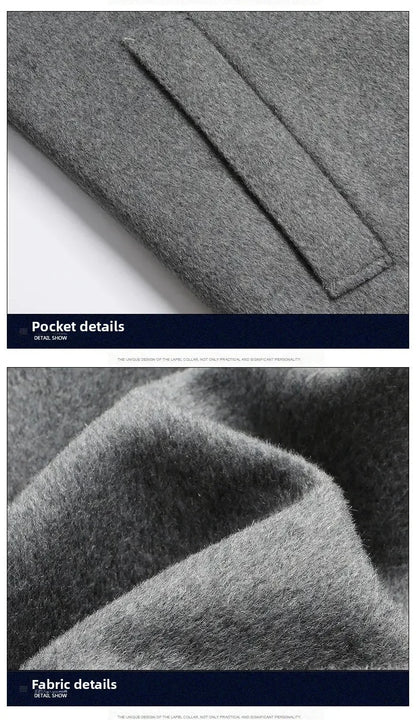 Top Quality Winter Wool Long Coats for Men Double-breasted Padded Cotton Woolen Long Coat Warm Business Mens Windbreaker Jacket