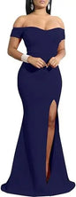 Evening Dresses Elegant Women's Off Shoulder High Split Long Formal Party Dress Evening Gown