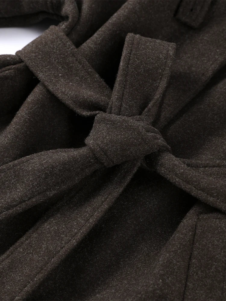 Elegant Woolen Women's Long Coat Long Sleeve Turn-down Single Breasted Female Overcoat 2025 Autumn Winter Chic Casual Lady Coats