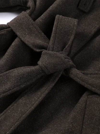 Elegant Woolen Women's Long Coat Long Sleeve Turn-down Single Breasted Female Overcoat 2025 Autumn Winter Chic Casual Lady Coats