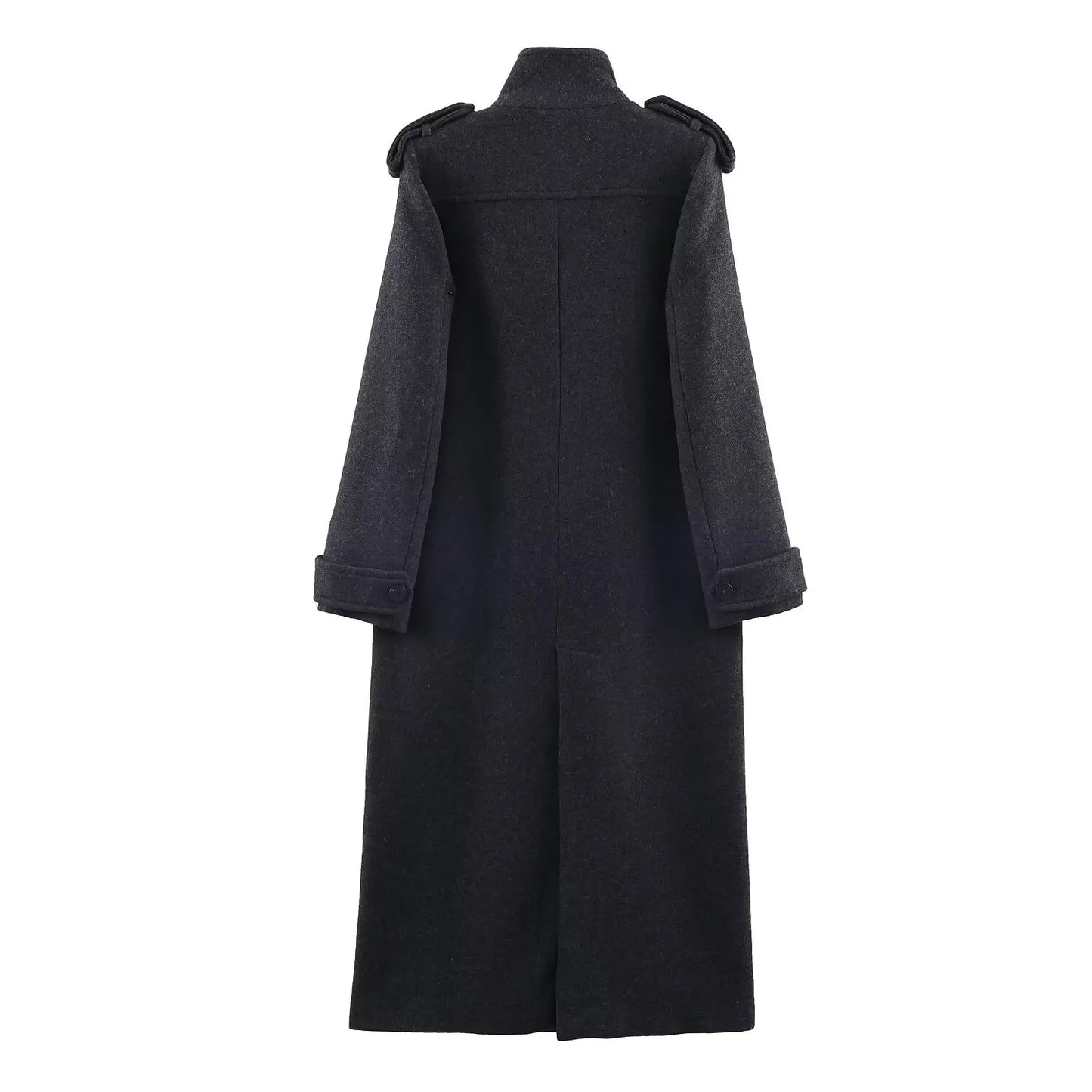 Women’s Stand Collar Long Coats 2025 Winter New Double-Breasted Woolen Coat Vintage Simple Outerwear Fashion Female Overcoat