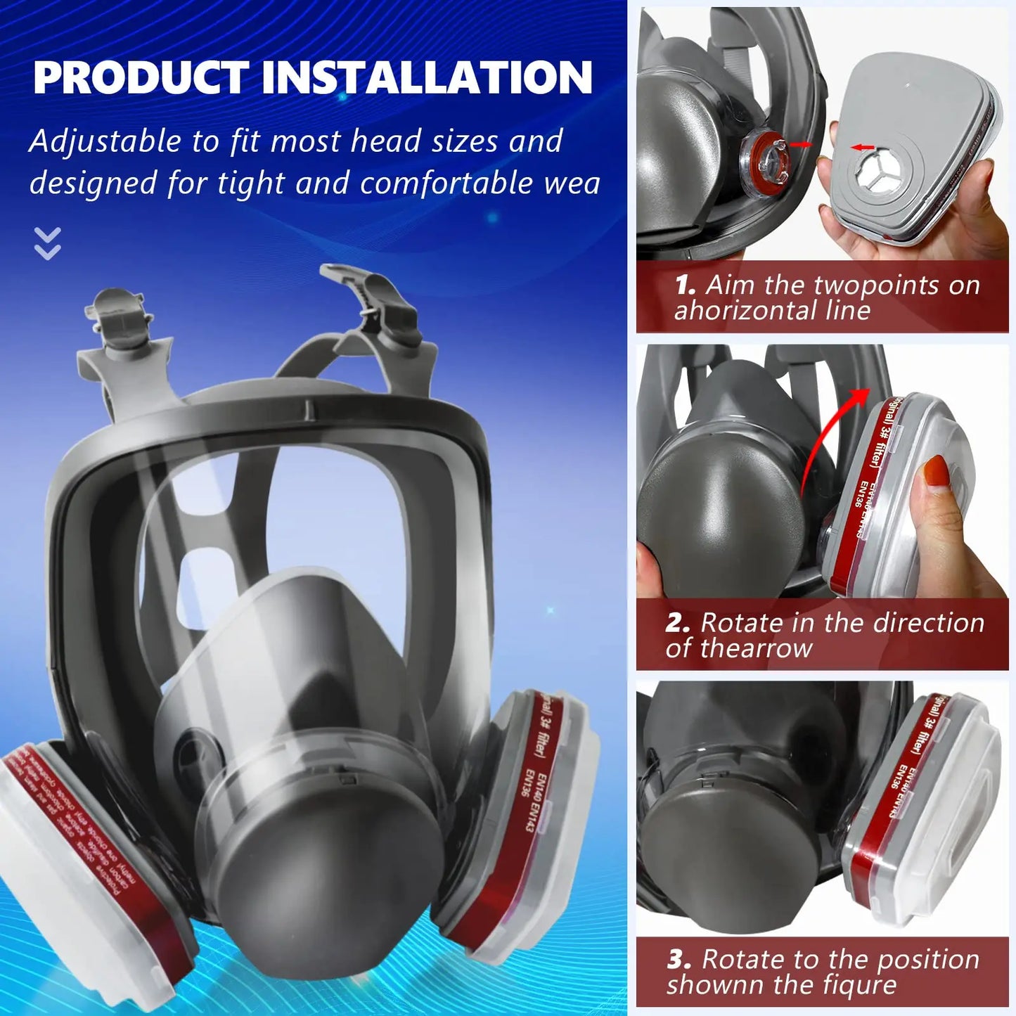 27 In 1 6800 Industrial Painting Spraying Respirator Gas Mask 15 In 1 Suit Safety Work Filter Dust Full Face Mask Replace MMM