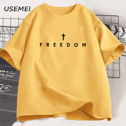 Freedom T-Shirt Charlie Kirk Christian T Shirt Jesus Minimalist Christian Tees Cotton Comfortable Unisex Tee Shirt Streetwear