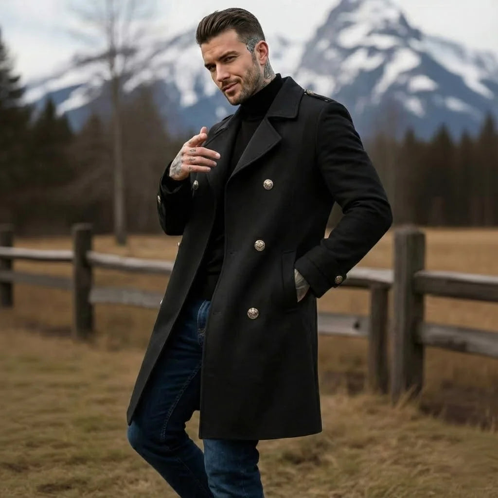 Men's Woolen Overcoat Double Breasted Winter Warm Jacket Thickened Long Coats Men European American Style Classic Fashion Casual