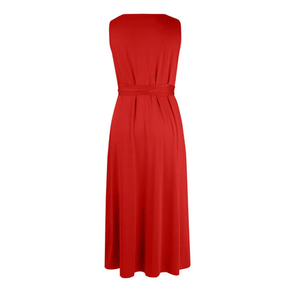 dresses for women elegant party dresses V-neck Sleeveless Belt Evening Dresses  Solid Color Solid Color dress vestidos femenino