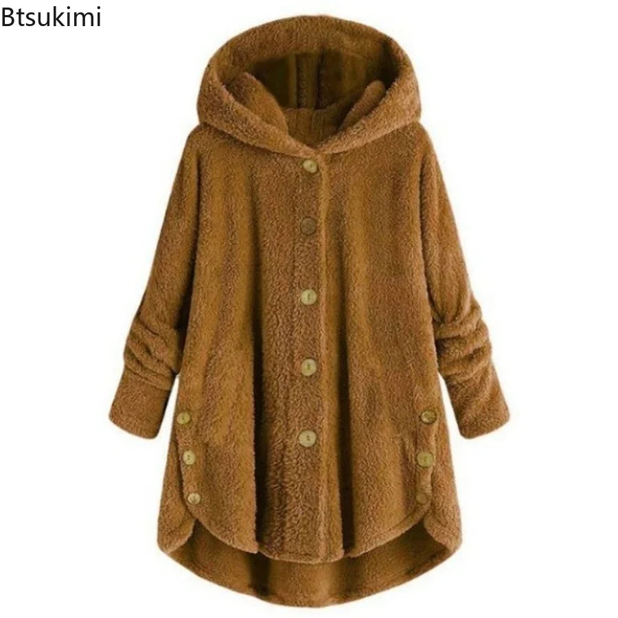 Women's Warm Coats Wool&blends  Autumn Winter Coat Women Warm Teddy Bear Coat Wool Jacket Female Plush Coat Hooded Plus Size 5XL