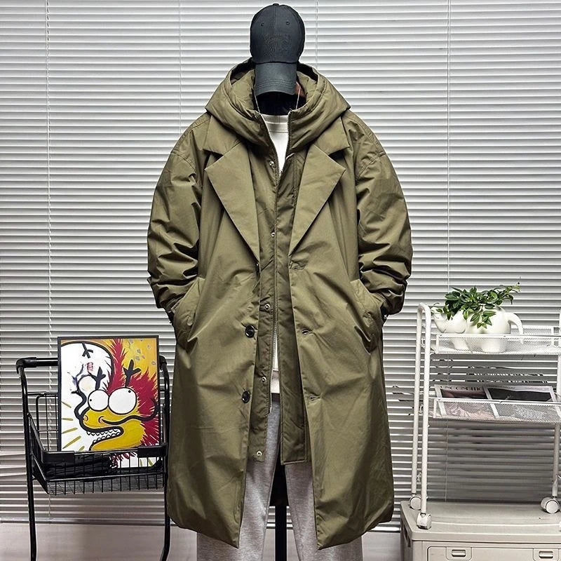 For Men's Autumn and Winter Vacation Two Mid-length Hooded Coats Overcoats Can Help You Overcome The Cool Mature Style Outerwear