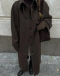 Elegant Woolen Women's Long Coat Long Sleeve Turn-down Single Breasted Female Overcoat 2025 Autumn Winter Chic Casual Lady Coats