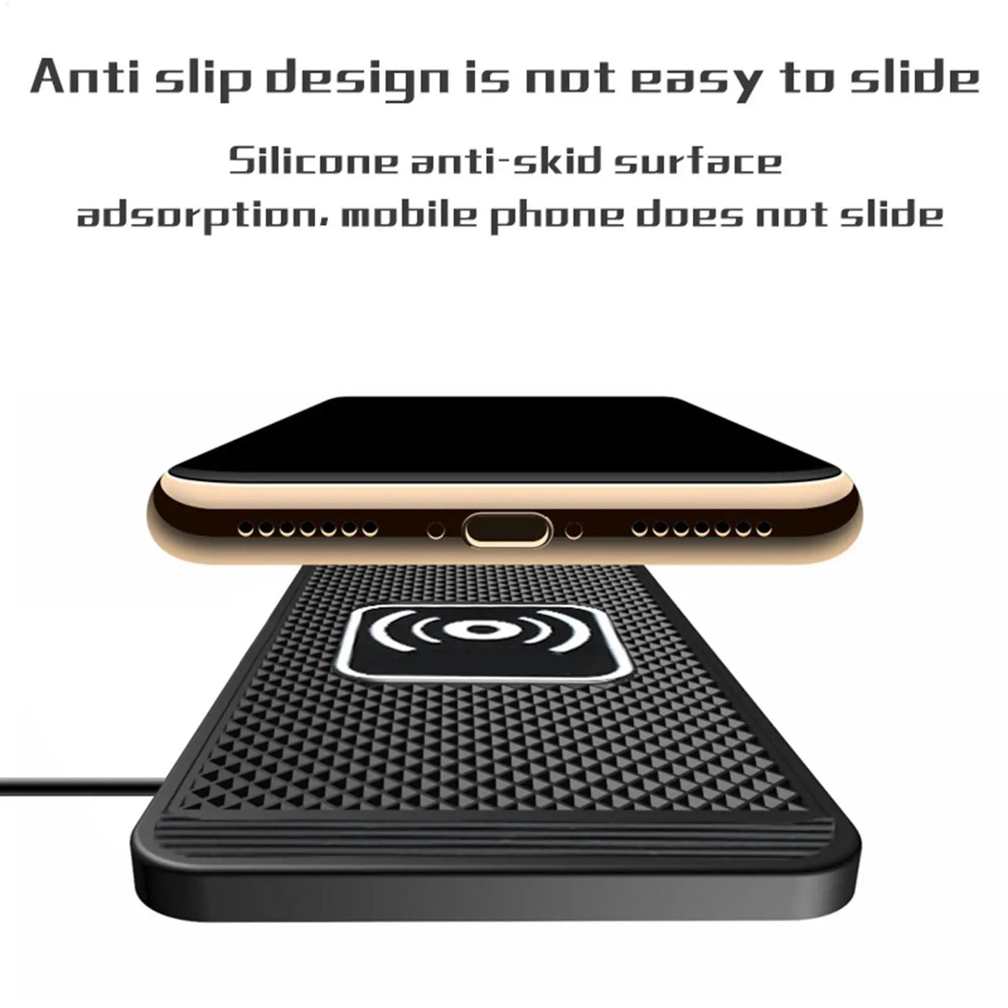 Wireless Car Charger Pad Wireless Phone Charger for Car 39 Inch Cable Automatic Sensing Non-Slip Charging Mat for Phone Vehicle