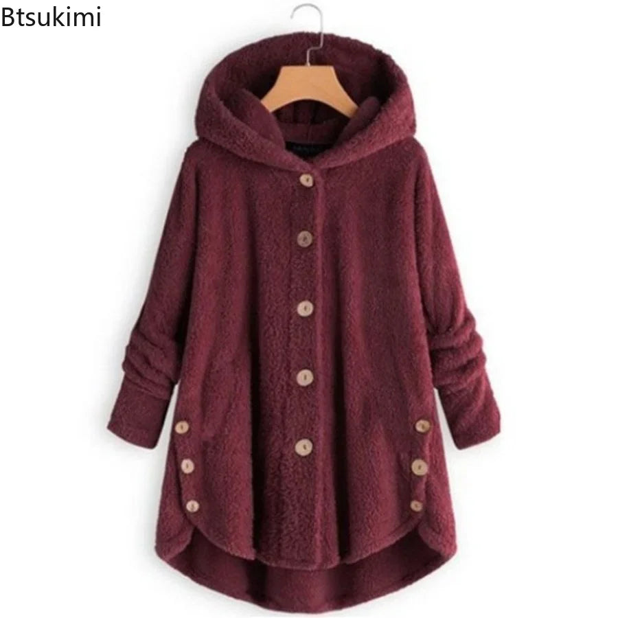 Women's Warm Coats Wool&blends  Autumn Winter Coat Women Warm Teddy Bear Coat Wool Jacket Female Plush Coat Hooded Plus Size 5XL