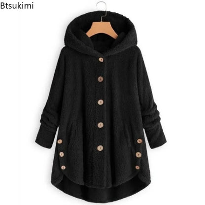 Women's Warm Coats Wool&blends  Autumn Winter Coat Women Warm Teddy Bear Coat Wool Jacket Female Plush Coat Hooded Plus Size 5XL