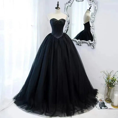 Black Evening Dress, Suitable for Everyday Wear, Birthday Party, Adult Ceremony, Hostess, Strapless Dress, Banquet, Long Dress