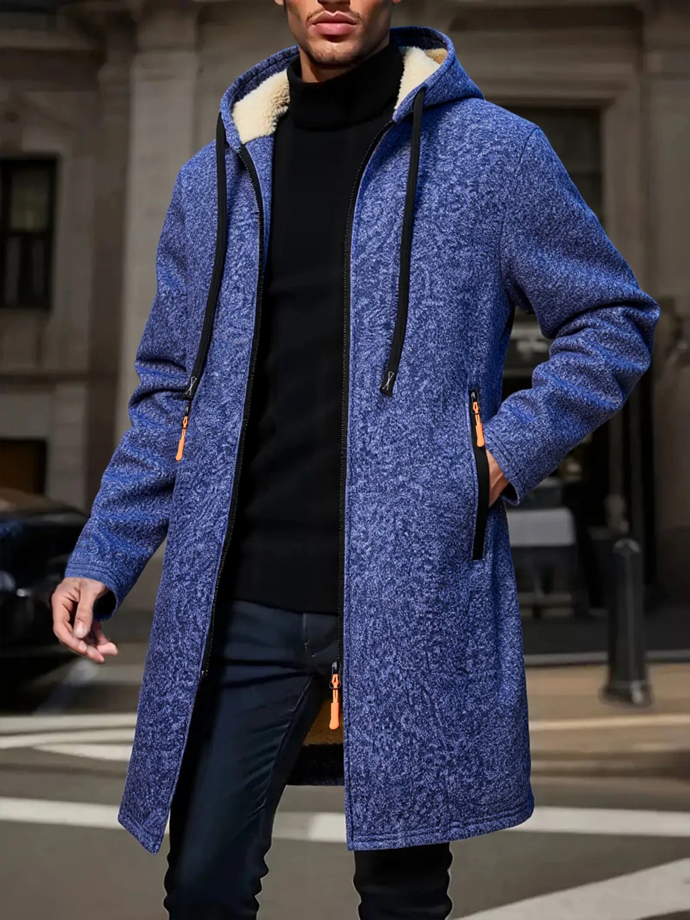 Winter Men's Long Overcoat Jackets Casual Hooded Cardigans Men Outwear Liner Thickened Warm Hoodies Oversize Winter Top Jacket