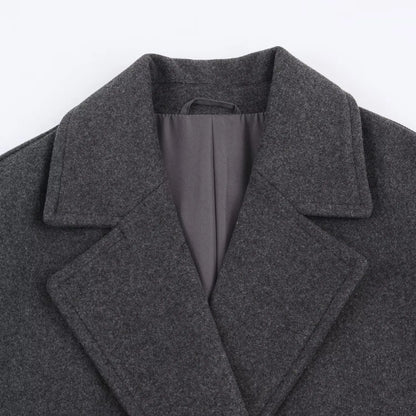 Women's Overcoat 2025 Autumn Winter New Fashion Laple Long Sleeves Double-Breasted Coat Female High Street Elegant New Coats