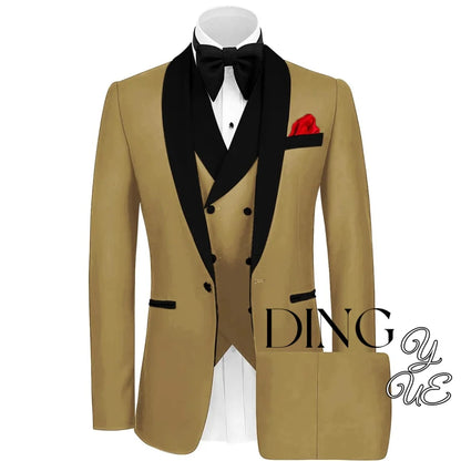 Mens Tuxedo Suit for Men 3 Piece Suit Men Slim Fit Suits One Button Shawl Lapel Wedding Suit Tuxedos Prom Suit costume homme