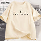 Freedom T-Shirt Charlie Kirk Christian T Shirt Jesus Minimalist Christian Tees Cotton Comfortable Unisex Tee Shirt Streetwear