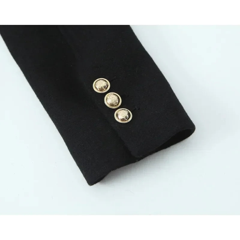 Woolen Coat Fall Fashion Black Long Coat Elegant And Pretty Women's Coats American Retro Autumn Outerwear Urban Coats