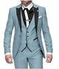 Fashion Men's 3piece Suit Sets Casual Trendy Business Solid Color Turn-down Collar Sngle Button Blazers Trousers Male Clothes
