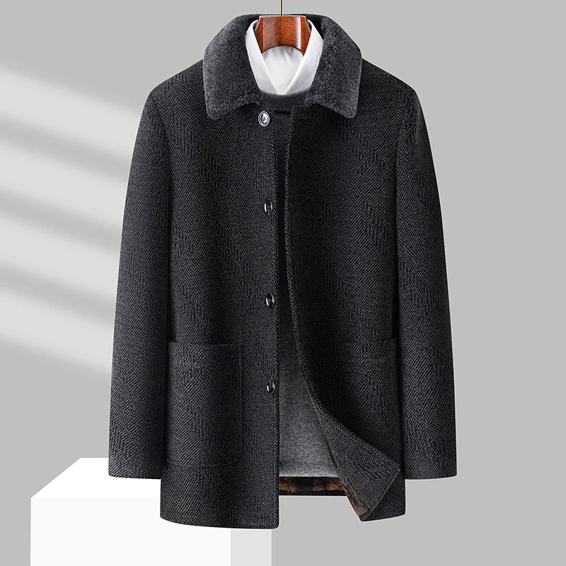 Men Woolen Coats Men's business Casual Trench Coat Winter Coat with wool liner Men 2026 Autumn Winter Wool Coat