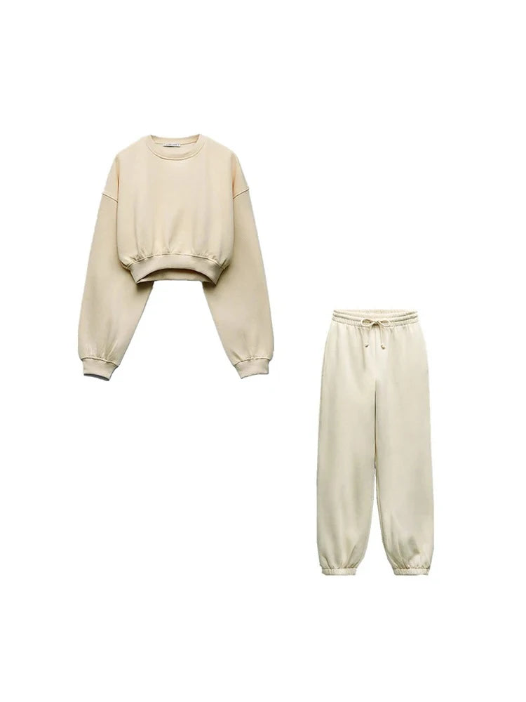 Women's Solid Color Elegant Suit Comfortable Sweatshirt Long Pants Sports Two Piece Urban Ladies Casual Commuter Suit