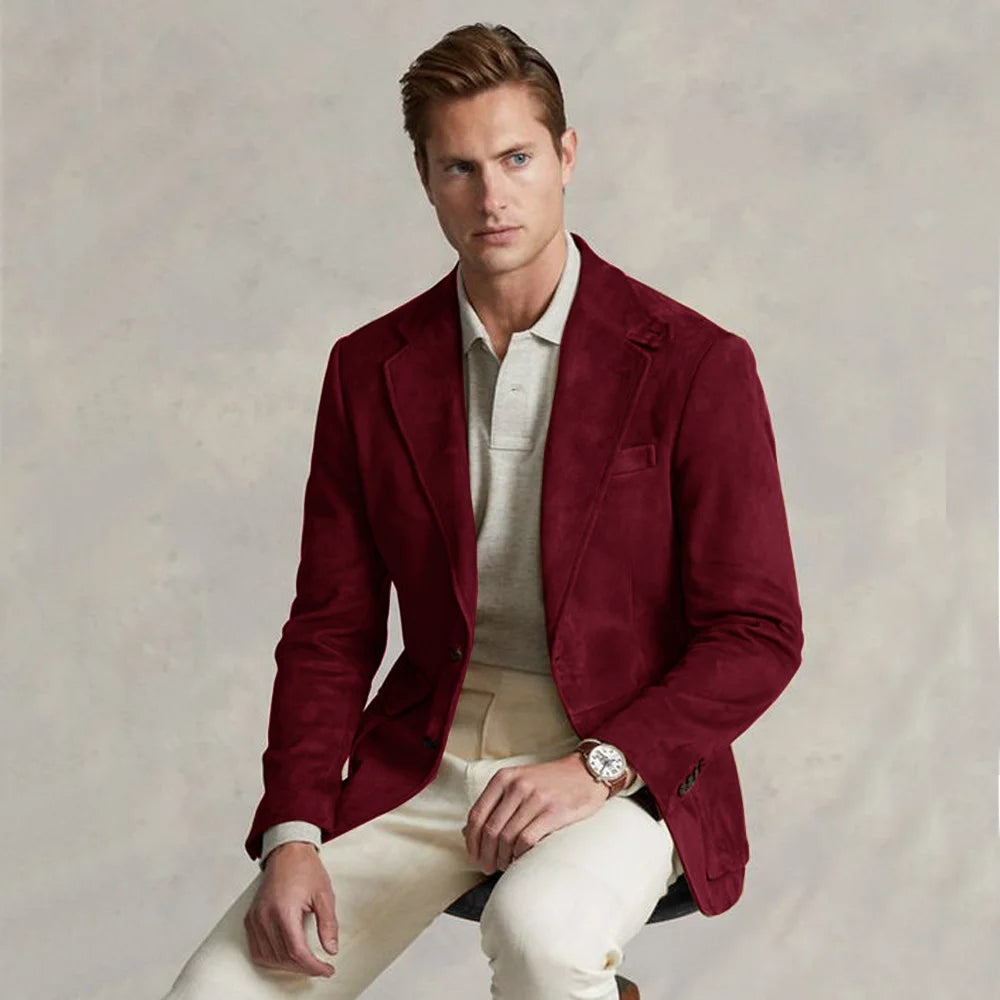 Men's Suit Jacket Suede Single Breasted Casual Elegant Man Clothes Male Set Coat for Men Blazers Luxury Designer Formal Clothing