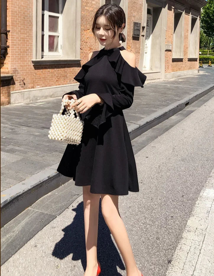 Dresses for Women Sensual Sexy Trend Black Woman Long Sleeve Dress Clothes Chic and Elegant Pretty Curvy New In Hot Designer X G
