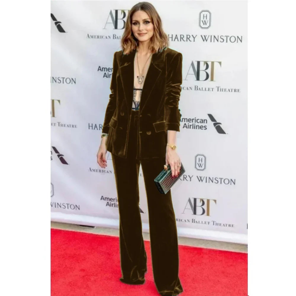 2024  Women's Suit Velvet 2-Piece Set (Jacket + Pants) Fashionable  Suit Women's Suit Elegant Slim Business
