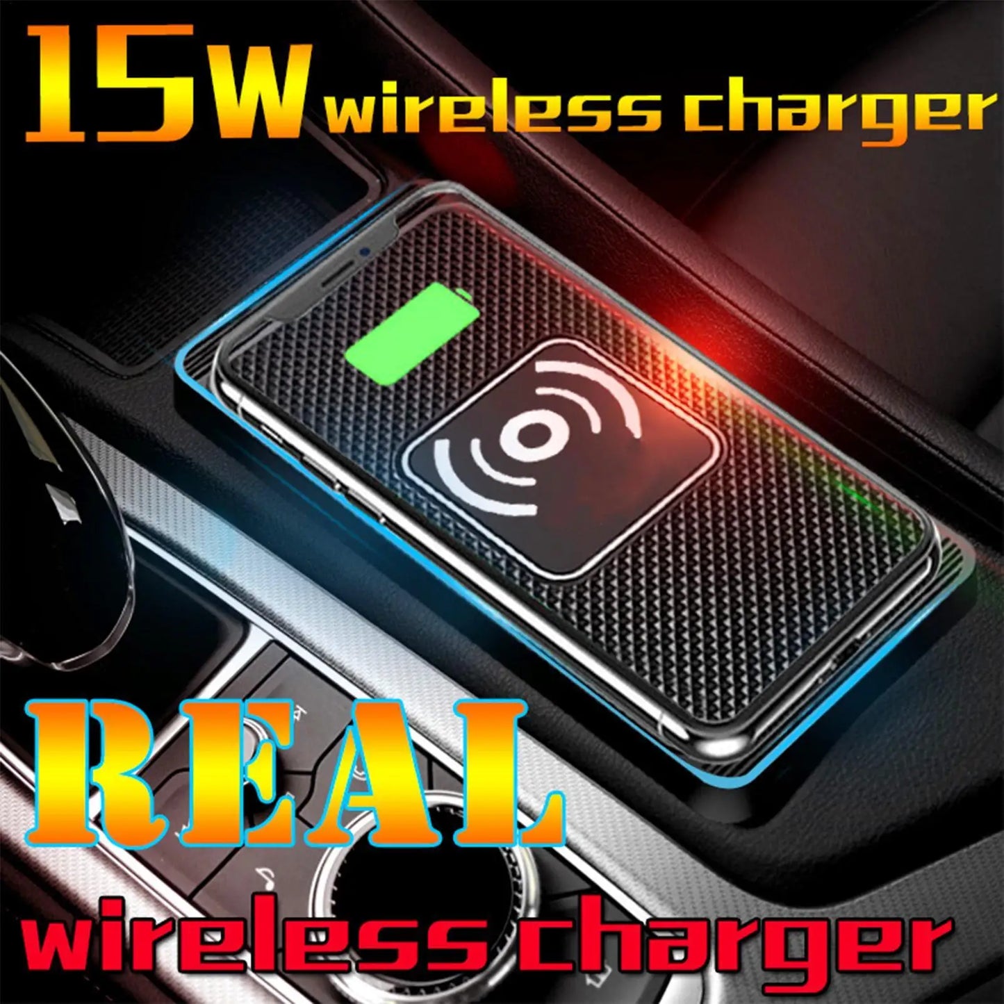 Wireless Car Charger Pad Wireless Phone Charger for Car 39 Inch Cable Automatic Sensing Non-Slip Charging Mat for Phone Vehicle