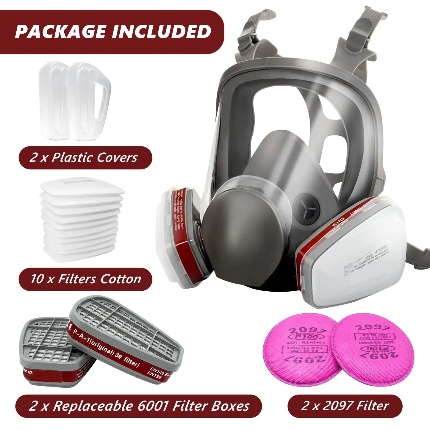 27 In 1 6800 Industrial Painting Spraying Respirator Gas Mask 15 In 1 Suit Safety Work Filter Dust Full Face Mask Replace MMM