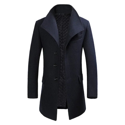 Men British Style Overcoats Business Casual Woolen Coats New Winter Man Thicker Warm Trench Coats Quality Long Jacket