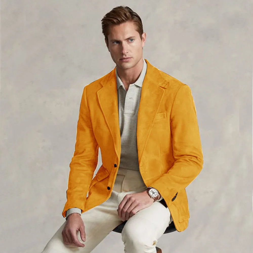 Men's Suit Jacket Suede Single Breasted Casual Elegant Man Clothes Male Set Coat for Men Blazers Luxury Designer Formal Clothing