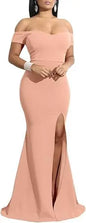 Evening Dresses Elegant Women's Off Shoulder High Split Long Formal Party Dress Evening Gown