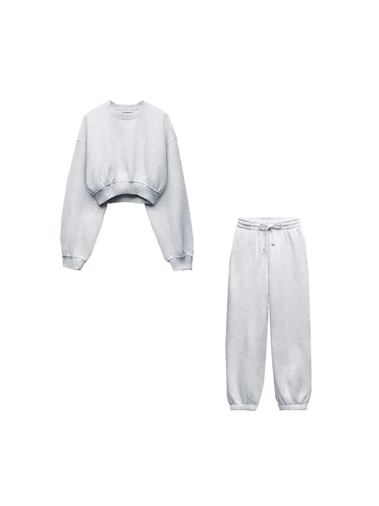 Women's Solid Color Elegant Suit Comfortable Sweatshirt Long Pants Sports Two Piece Urban Ladies Casual Commuter Suit