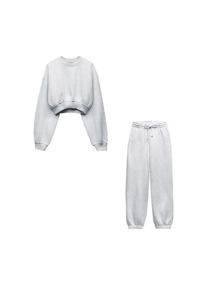 Women's Solid Color Elegant Suit Comfortable Sweatshirt Long Pants Sports Two Piece Urban Ladies Casual Commuter Suit