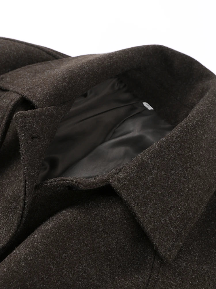 Elegant Woolen Women's Long Coat Long Sleeve Turn-down Single Breasted Female Overcoat 2025 Autumn Winter Chic Casual Lady Coats