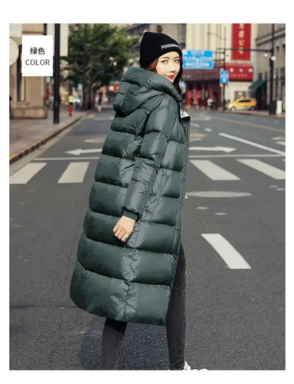 Thick Cotton Coats 2025 Winter Parka Black Jackets Women's Long Parkas Hooded Warm Winter Coats Female Black Overcoats