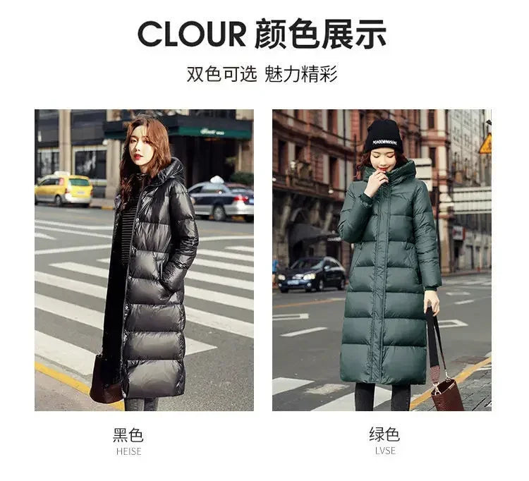 Thick Cotton Coats 2025 Winter Parka Black Jackets Women's Long Parkas Hooded Warm Winter Coats Female Black Overcoats