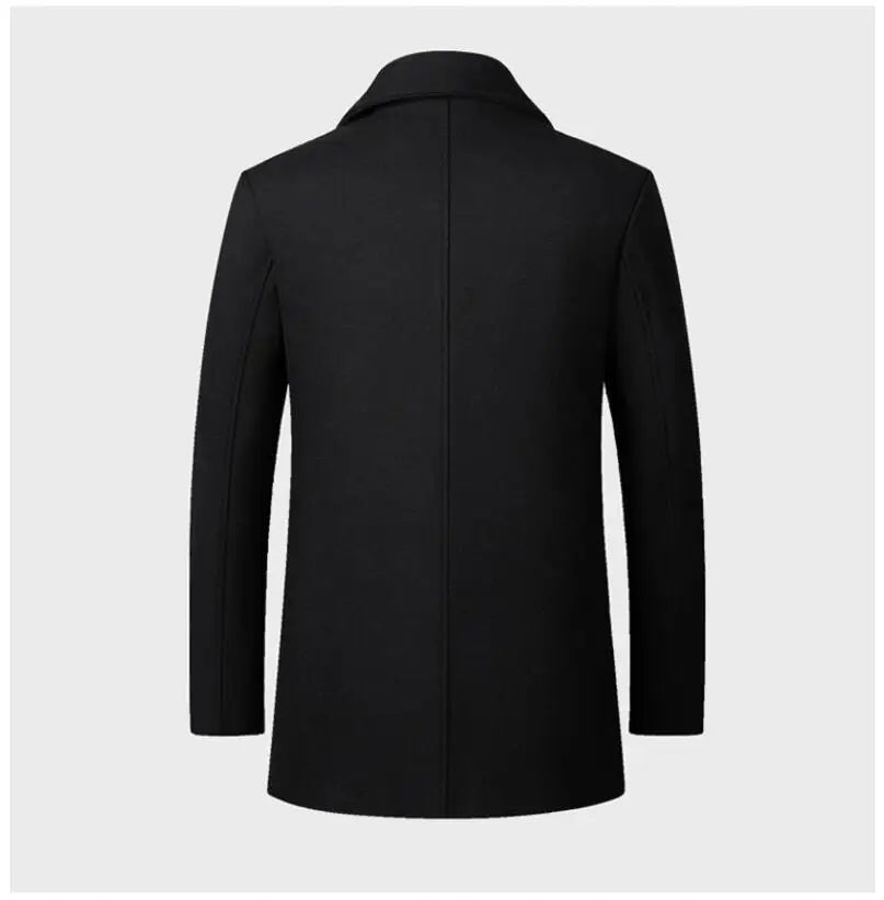New Men Double Breasted Woolen Coats Winter Thicker Warm Cashmere Trench Coats Long Jackets Quality Male Winter Overcoats XXL